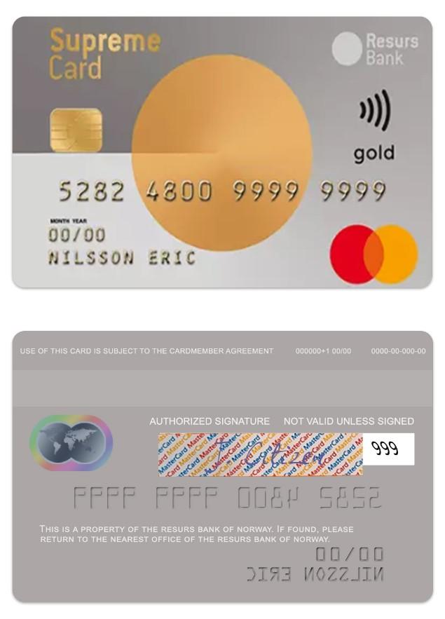 Norway Resurs Bank supreme gold card